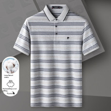 Pierre Cardin Men's Grey & Blue Striped Polo P61113013J93